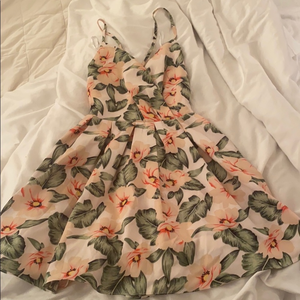 Papaya size large pink flower beachy dress
